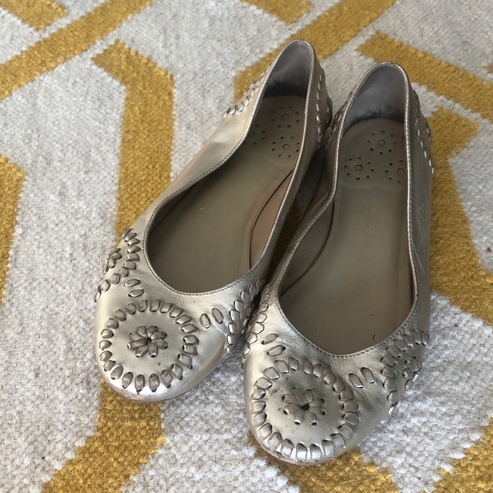 Jack Rogers gold leather ballet flats size 7